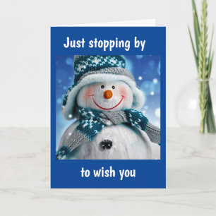 COOL SNOWMAN WISHES U MERRY CHRISTMAS HOLIDAY CARD