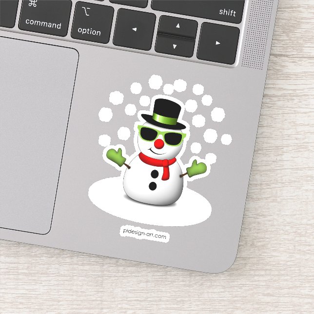 Cool Snowman with Shades and Adorable Smirk Sticker (Detail)