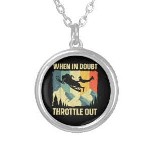 Cool Snowmobile Art for Men Women Kids Snowmobile Silver Plated Necklace