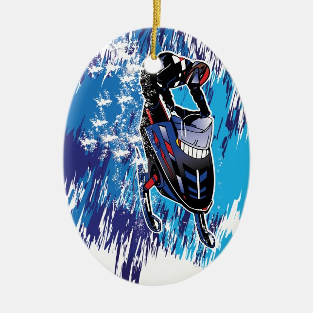 Cool Snowmobiler Ceramic Ornament (Front)