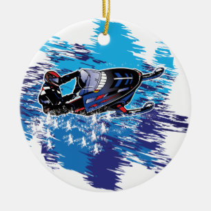 Cool Snowmobiler Ceramic Ornament