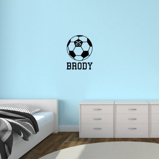 Cool Soccer Ball And Name Medium Wall Decal (Front)