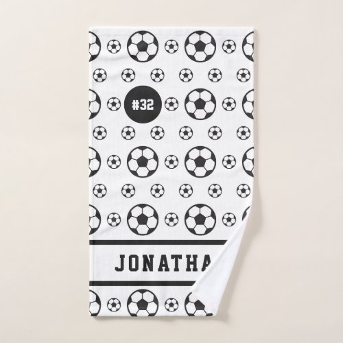 Cool Soccer Ball Pattern Name  Number Sport Team  Hand Towel