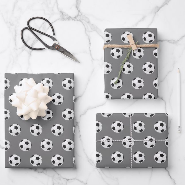 cool soccer ball sports lovers tiled pattern wrapping paper sheets (Front)
