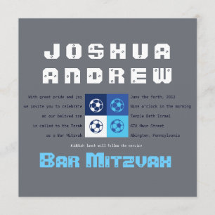 COOL SOCCER Bar Bat Mitzvah Invitation