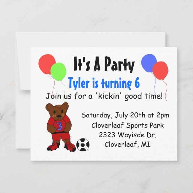 Cool Soccer Birthday Invitation (Front)