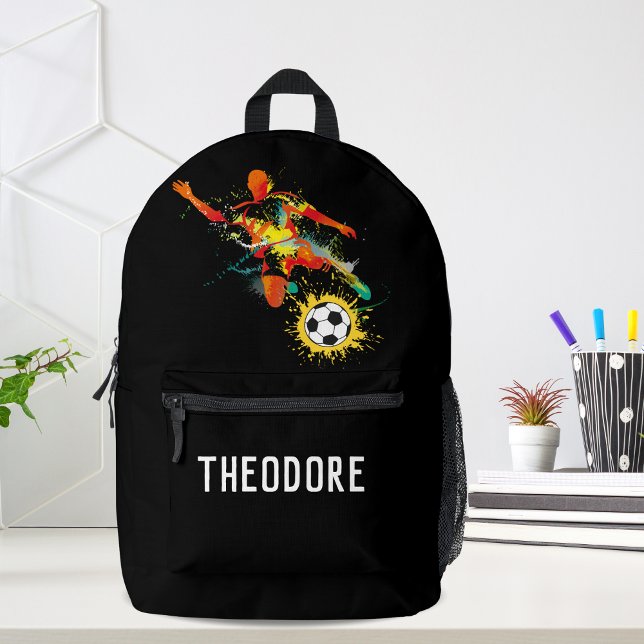 Cool Soccer  Football Player Personalized Name Printed Backpack (Creator Uploaded)