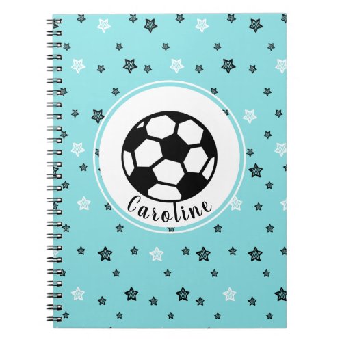 Cool Soccer Girl Pink  Black Sporty Personalized Notebook