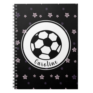 Cool Soccer Girl Pink & Black Sporty Personalized Notebook