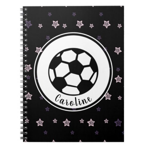 Cool Soccer Girl Pink  Black Sporty Personalized Notebook