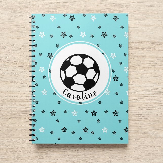 Cool Soccer Girl Pink & Black Sporty Personalized Notebook (Creator Uploaded)