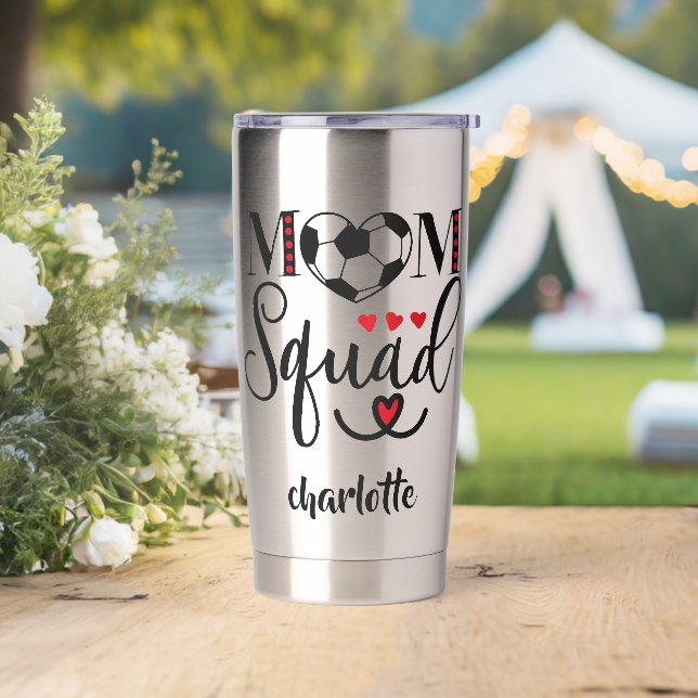 Cool Soccer Mom Squad Hearts Personalized  Insulated Tumbler (Wedding)