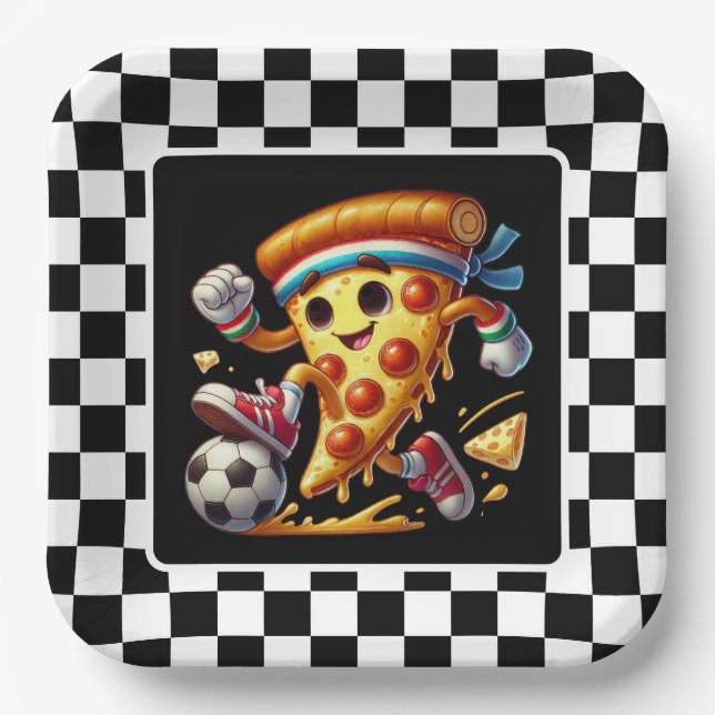 Cool Soccer pizza party  Paper Plates (Front)
