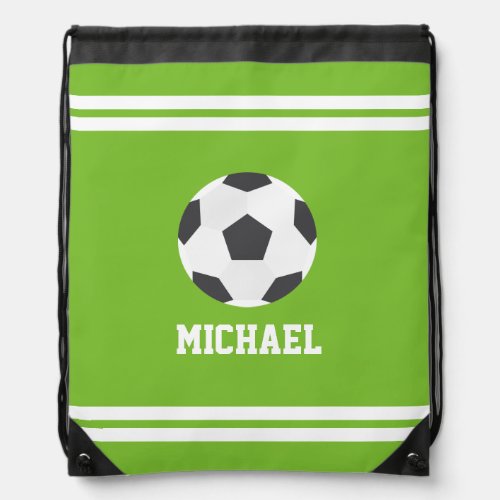 Cool Soccer Themed Personalized Kids Drawstring Bag