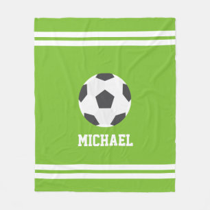 Cool Soccer Themed Personalized Kids Fleece Blanket