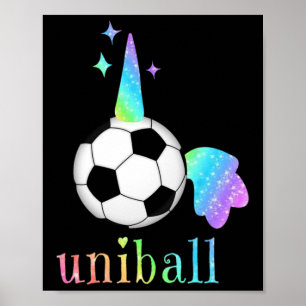 Cool Soccer Unicorn Unibyll Fantasy Sports Themed Poster
