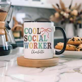 Cool Social Worker Retro Coquette Custom Mug