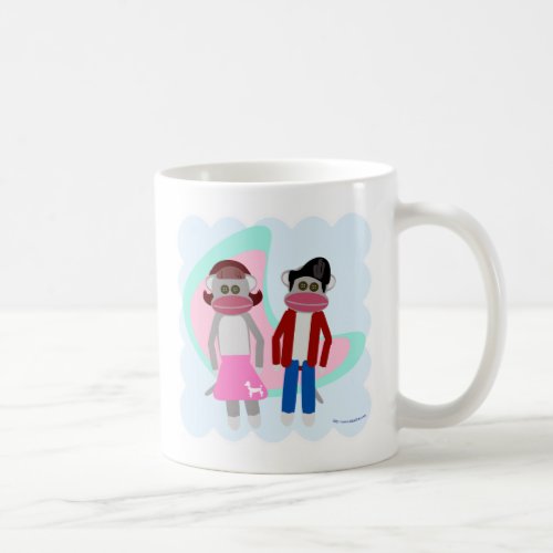 Cool Sock Hop Sock Monkeys Retro Cartoon Art Coffee Mug