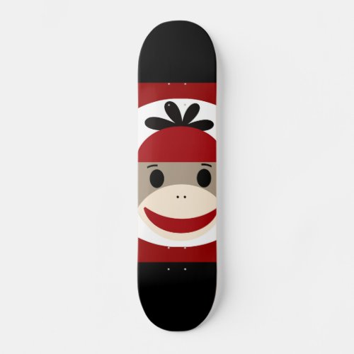 Cool Sock Monkey Beanie Hat Red Black Stripes Skateboard