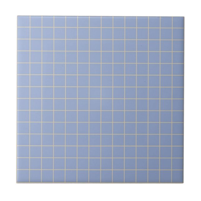 Cool Soft Purple & Sage Green Checkered Pattern Ceramic Tile (Front)