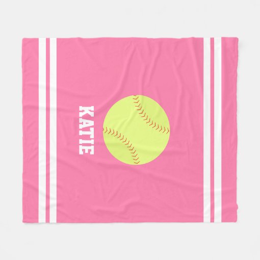Cool Softball Themed Personalized Kids Fleece Blanket Zazzle