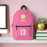 Cool Softball Themed Personalized Printed Backpack<br><div class="desc">Fun personalized sports themed design. Change the background color by clicking the "CUSTOMIZE IT!" button.</div>