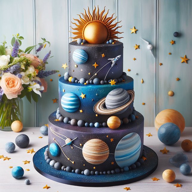 COOL SOLAR SYSTEM THEME  KIDS BIRTHDAY CAKE CARD (Creator Uploaded)