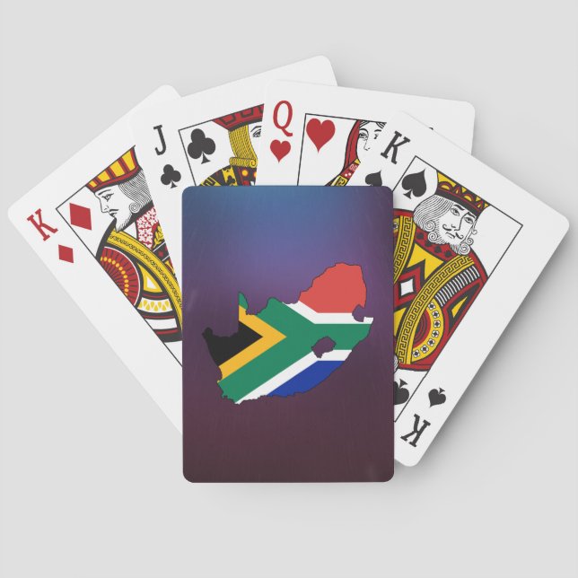 Cool south africa Flag Map Poker Cards (Back)