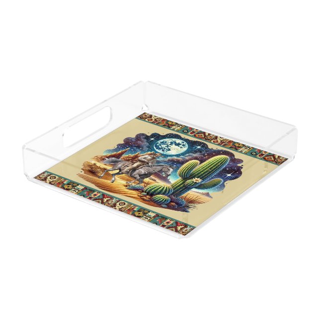 Cool South Western Cowboy  Acrylic Tray (Angled)