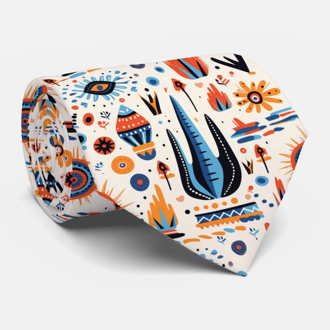 Cool Southwestern Boho tiled pattern  Neck Tie (Rolled)