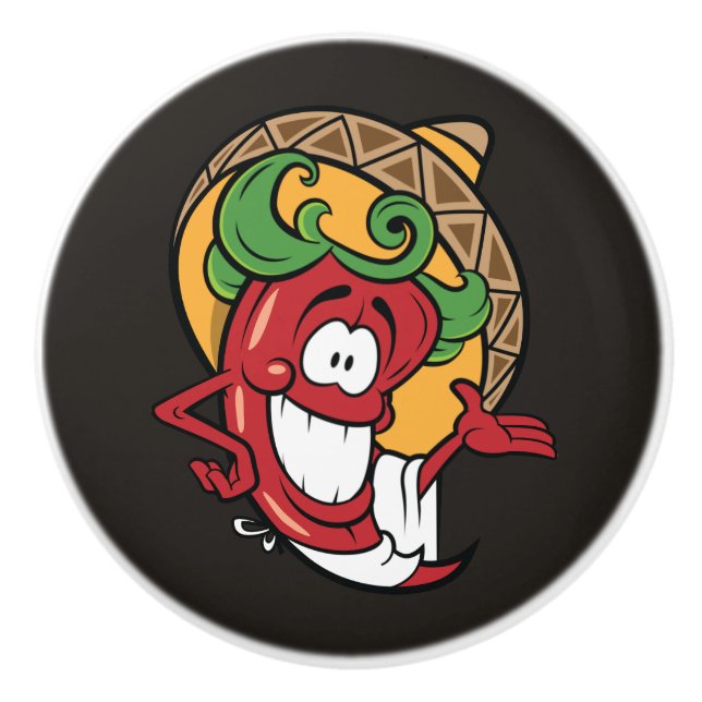 cool Southwestern pepper decor kitchen Ceramic Knob (Front)