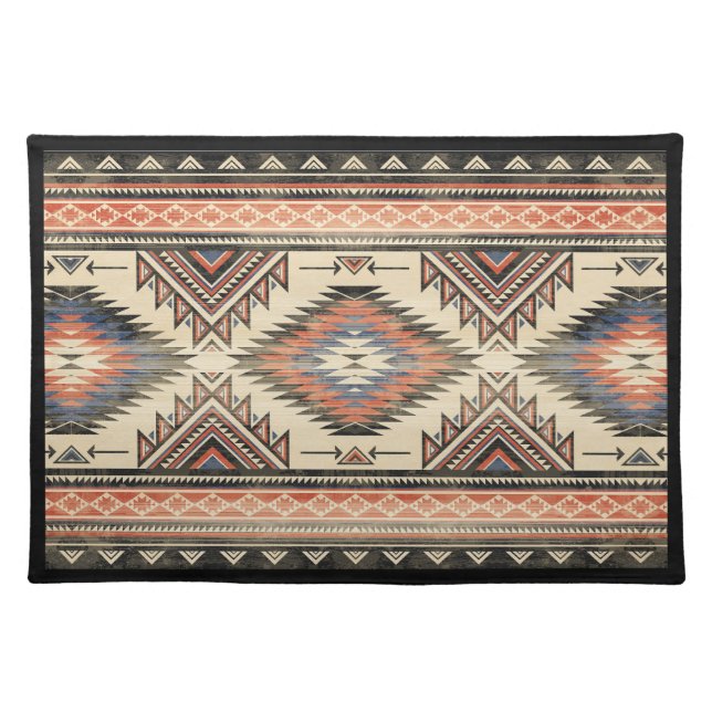 Cool Southwestern Style with Black Frame Cloth Placemat (Front)
