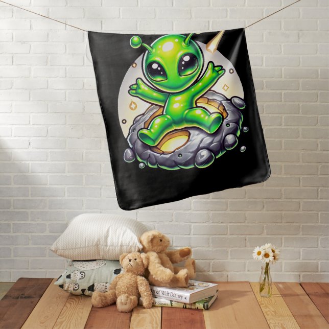 Cool Space alien add name Baby Blanket (In Situ)
