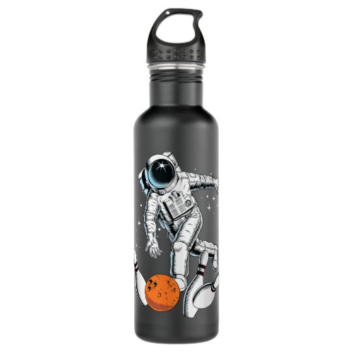 Cool Space Astronaut Playing Bowling Graphic Desig Stainless Steel Water Bottle