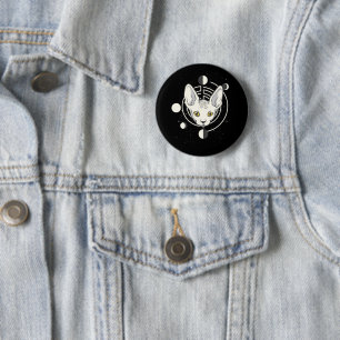 Cool Space Cat Face Design Button