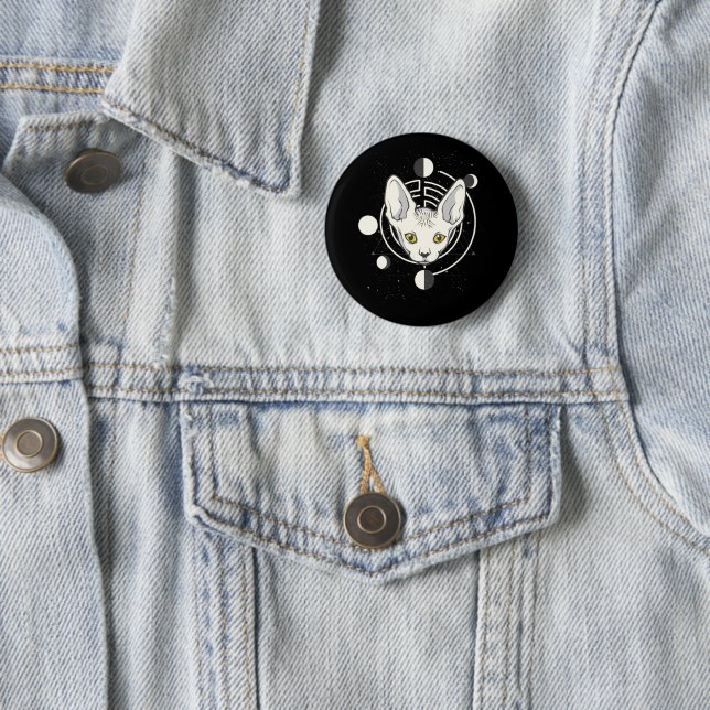 Cool Space Cat Face Design Button (In Situ)