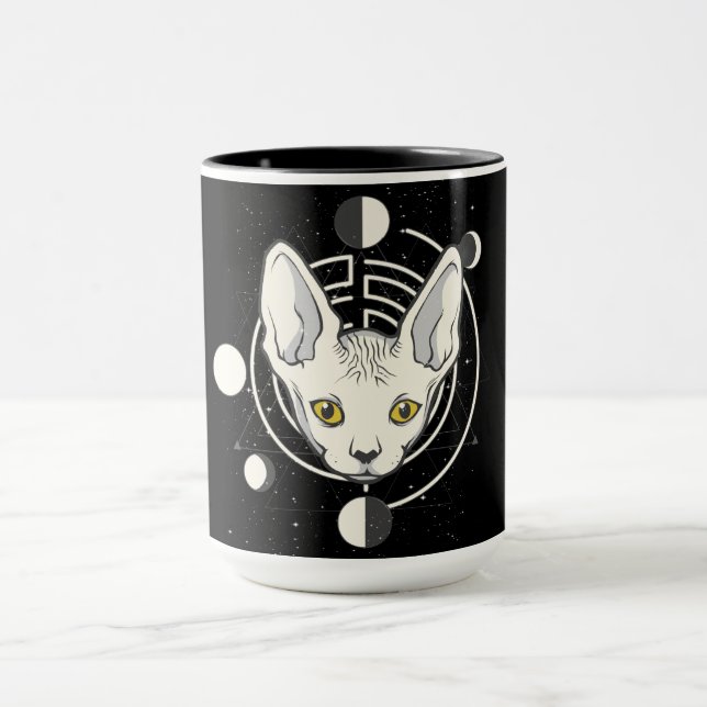 Cool Space Cat Face Design Mug (Center)