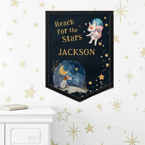 Cool Space Dogs Inspirational Quote Boys Pennant