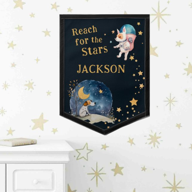 Cool Space Dogs Inspirational Quote Boys Pennant (Creator Uploaded)