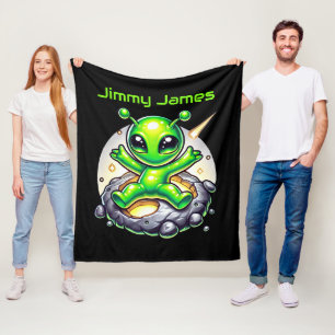 Cool space lovers add name alien fleece blanket