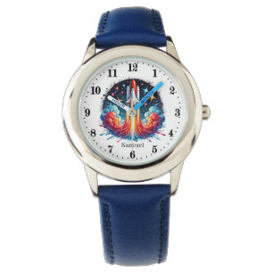 Cool space rocket add name Watch
