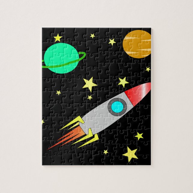 Cool Space Rocket Planets Stars Children's Jigsaw Puzzle (Vertical)