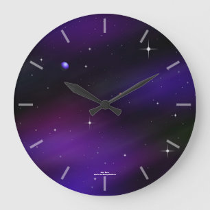 Cool Spacescape With Stars And Planets Clock