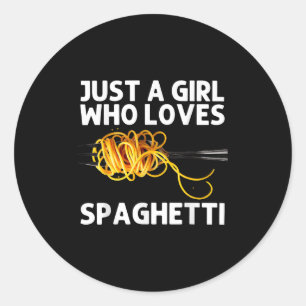 Cool Spaghetti Art For Girls Women Italian Food Pa Classic Round Sticker