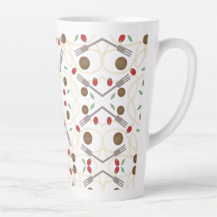Cool Spaghetti Meatballs Pattern Latte Mug
