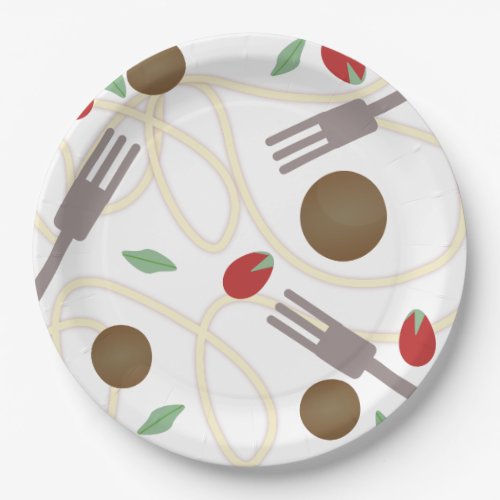 Cool Spaghetti Meatballs Pattern Paper Plates