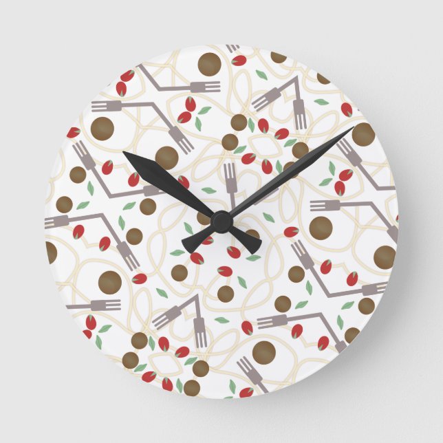 Cool Spaghetti Meatballs Pattern Round Clock (Front)