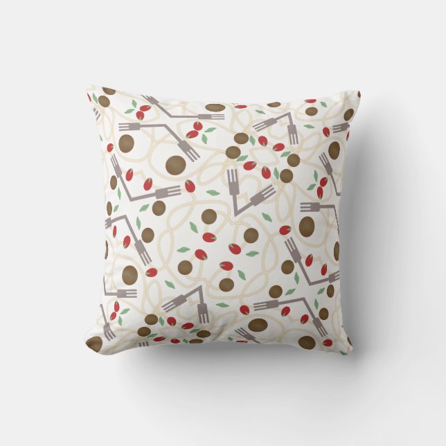 Cool Spaghetti Meatballs Pattern Throw Pillow (Front)