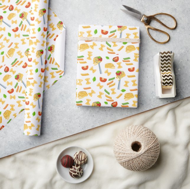 cool spaghetti party tiled pattern wrapping paper (Crafts)