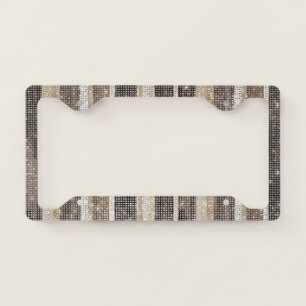 Cool Sparkle Chocolate Brown Cocoa Cream Stripes License Plate Frame